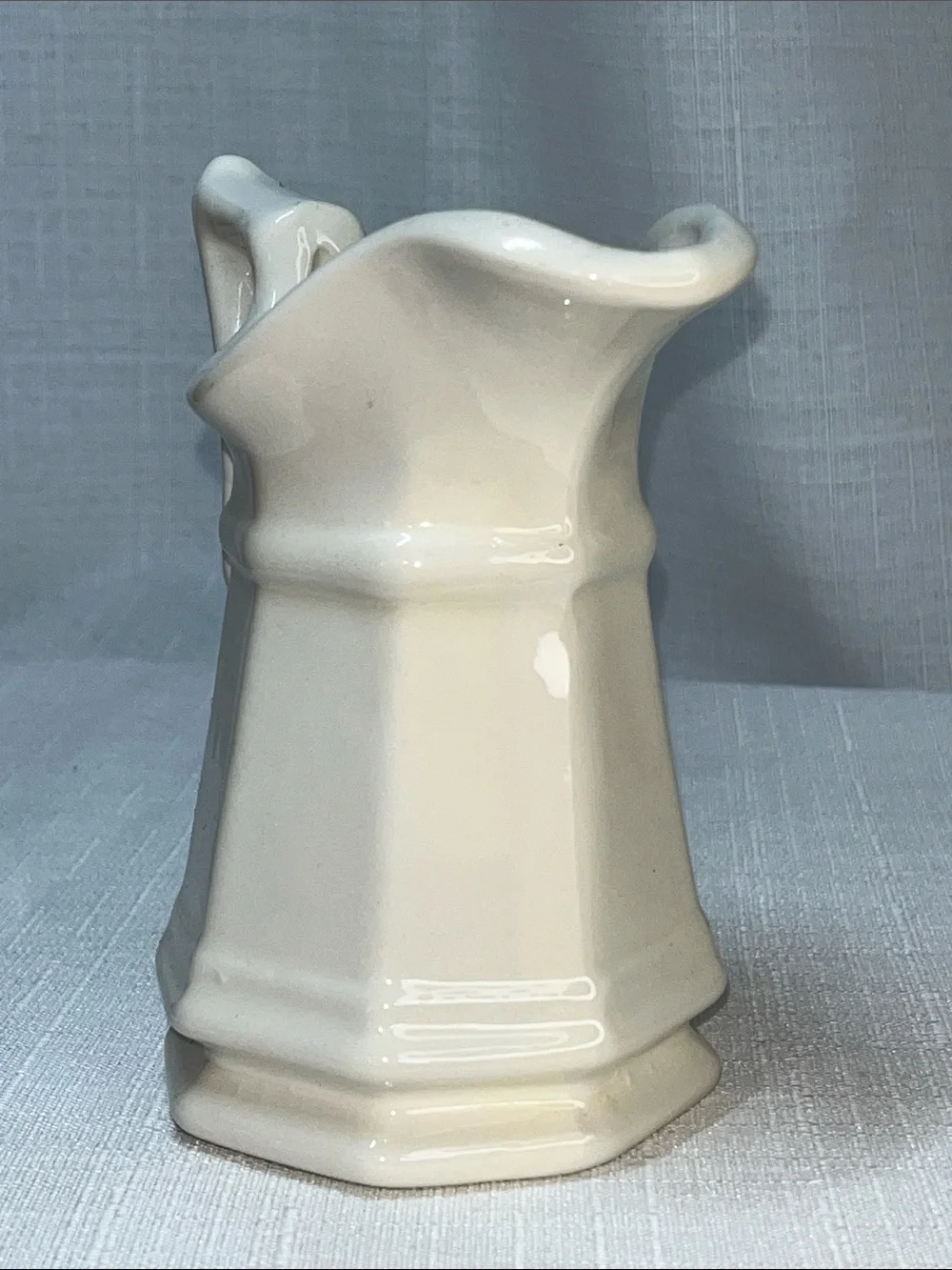 Handmade Signed Ceramic Creamer Pitcher White Pottery Vintage Farmhouse  5”